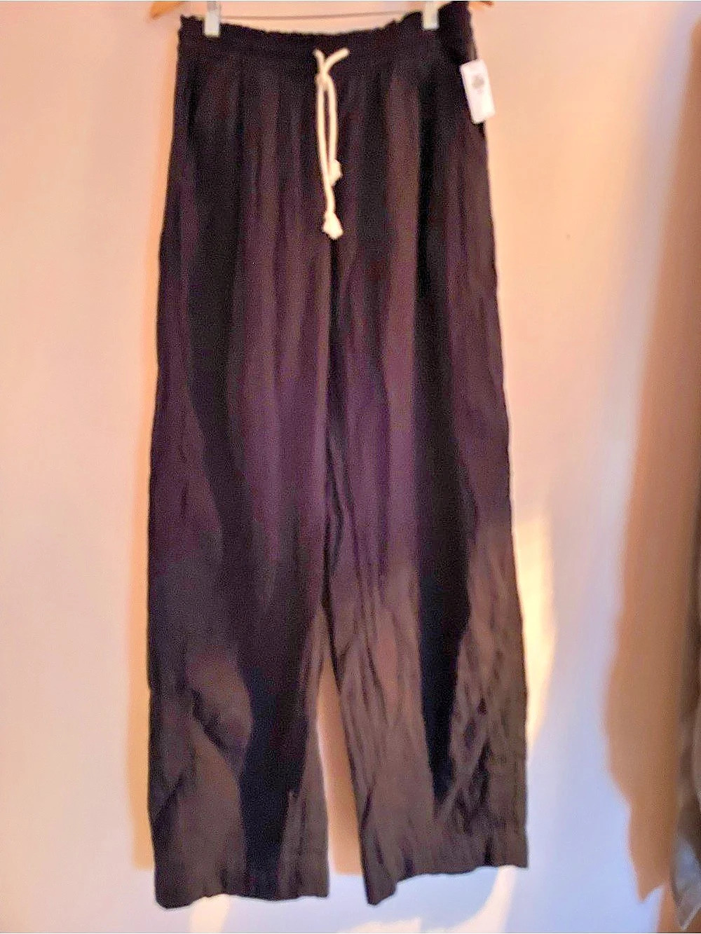 Old Navy High-Waisted Crinkle Gauze Super Wide-Leg Pants Black Tall NWT